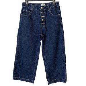 91 | Size 6 | Cotton, Button Up, Mid Wide Crop Jeans